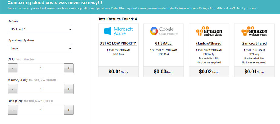 Cloud Cost Comparator